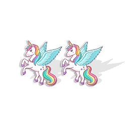 Разноцветный Акриловые серьги-гвоздики в виде единорога для женщин, красочный, 15 мм