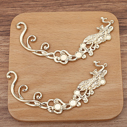 Light Gold Сплав горный хрусталь кулон кабошон настройки, феникс, золотой свет, пригодный для стразов 4~6 мм, 90x45 мм, 10 шт / комплект