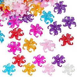 (52) Непрозрачная лаванда 70шт 7 цвета непрозрачные акриловые колпачки для бусин, цветок, разноцветные, 44x42x8 мм, отверстие : 2.5 мм, 10 шт / цвет