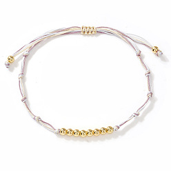 Сливовый Латунные круглые бусины плетеные браслеты из бисера, плетеные браслеты из волоконного шнура для женщин, слива, внутренний диаметр: 11 дюйм (28 см)