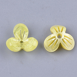 Желтый Бусинки из ацетата целлюлозы (смолы), 3-лепесток, цветок, желтые, 12x13x5.5~6 мм, отверстие : 1.2 мм