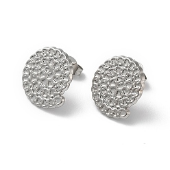 Нержавеющая Сталь Цвет Не тускнеет 304 фурнитура для сережек-гвоздиков из нержавеющей стали, с вертикальными петлями, плоско-круглые, цвет нержавеющей стали, 16x14.5 мм, отверстие : 2.7 мм, штифты : 0.5 мм