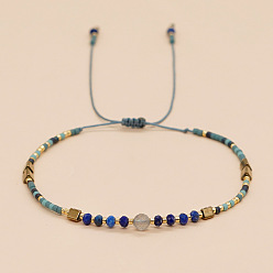 Черный Камень Браслеты из плетеных бусин из натурального черного камня и стеклянных бусин для женщин, с немагнитного гематита, внутренний диаметр: 11 дюйм (28 см)