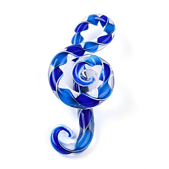 Королевский синий Большие подвески, лэмпворк, ручная работа , музыкальная нота, королевский синий, 65~68x28~30x14~16 мм, отверстие : 5~8x10~14 мм