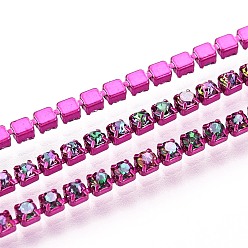 Фиолетовый Железо горный хрусталь чашка цепи, с катушкой, фиолетовые, 2x2x2 мм, около 29.99 футов (9.14 м) / рулон