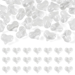 Clear 30Pcs Transparent Glass Beads, Heart, Clear, 14x17x9mm, Hole: 1.4mm