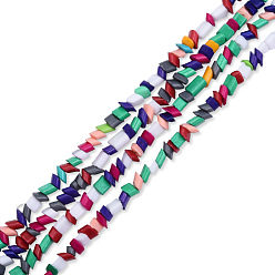 Mixed Color Opaque Spray Painted Glass Bead Strands, Chip, Mixed Color, 2~10x4~5x2.5~3mm, Hole: 0.9mm, about 134~135pcs/strand, 14.96 inch(38cm)