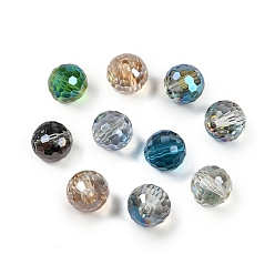 (52) Непрозрачная лаванда Прозрачный Electroplate стеклянные бусины, граненые, круглые, разноцветные, 10x9 мм, отверстие : 1.4 мм