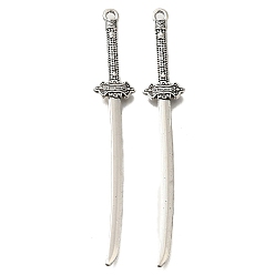 Античное Серебро Тибетский сплав стиля большие кулоны, без кадмия и без свинца, очарование меча, античное серебро, 70x11x2.5 мм, отверстие : 1.5 мм, Около 197 шт / 500 г