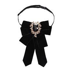 Negro Pajarita de poliéster con broche de cristal de aleación, gargantilla ajustable para eventos formales, Moda y cosplay lolita, negro, 490 mm