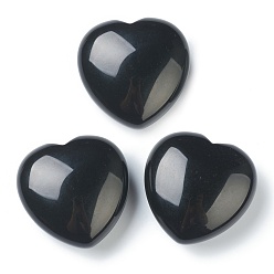 Obsidian Natural Obsidian Heart Love Stone, Pocket Palm Stone for Reiki Balancing, 44.5~45x45~46x20.5~21mm