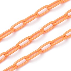 Sandy Brown Eco-friendly Spray Painted Handmade Brass Paperclip Chains, Soldered, with Spool, Sandy Brown, 17x8x2mm, 32.8 feet(10m)/roll