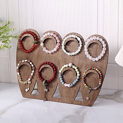 Седло Коричневый 2-ярусные 8-слотовые деревянные подставки для демонстрации ювелирных изделий, для браслета-манжеты, форма слезы, седло коричневый, готовое изделие: 29.5x7x20.9 см