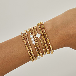Cross 7шт. 7 стильные эластичные браслеты из искусственного жемчуга и акриловых бусин, изготовленные из пластика и CCB, для женщин, крестик, 7.09 дюйм (18 см)