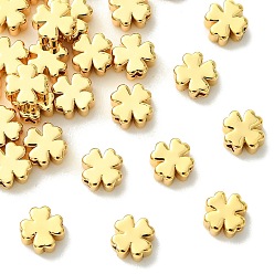 Real 18K Gold Plated SHEGRACE Brass Clover Beads, Cadmium Free & Nickel Free & Lead Free, Real 18K Gold Plated, 5.5x5.5x3mm, Hole: 1.2mm