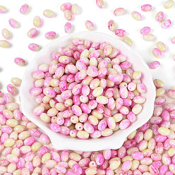 Pink Бисер из стекла , овальные, два тона, розовые, 9~9.5x6~6.5 мм, отверстие : 1.3~1.5 мм, Около 1058 шт / фунт