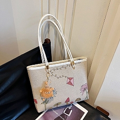 Белый Набор сумок-тоут большой емкости с растительным принтом своими руками, включая материалы сумки из искусственной кожи, белые, 270x310x100 мм