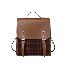 Кокосово-Коричневый Наборы для изготовления женских сумок из искусственной кожи в британском стиле своими руками, Наборы рюкзаков ручной работы в шотландскую клетку для начинающих, кокосового коричневый, 29x27x16 см