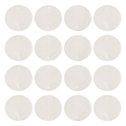 Белый 80шт. натуральные подвески-соединители из ракушек Capiz, окрашенные, плоские круглые ссылки, белые, 49~49.5x0.5~1 мм, отверстие : 1.5~1.6 мм