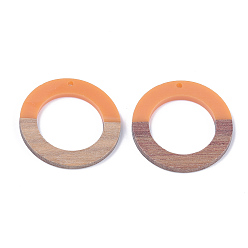Оранжевый Подвески из смолы и ореха, кольцо, оранжевые, 38x3.5 мм, отверстие : 2 мм