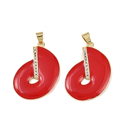 Настоящее золото 18K Латунные микро проложить кубического циркония подвески, без кадмия, без никеля и без свинца, с эмалью, реальный 18 k позолоченный, 33.5x27x4 мм, отверстие : 6x4 мм