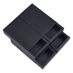 Black Paper Drawer Boxes, Gift Wrapping Boxes, for Jewelry Candy Wedding Party Favors, Rectangle, Black, 18x11x4cm