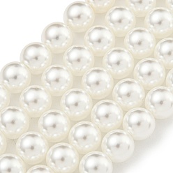 Белый Стеклянные жемчужные бусины, круглые, белые, 8 мм, отверстие : 0.6 мм, около 51 шт / нитка, 15.98'' (40.6 см)