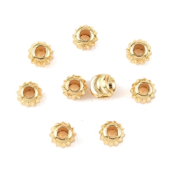 Real 18K Gold Plated SHEGRACE Brass Spacer Beads, Cadmium Free & Nickel Free & Lead Free, Round, Curved, Real 18K Gold Plated, 5mm, Hole: 2mm