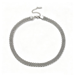 Color de Acero Inoxidable 304 collar de cadena de malla de acero inoxidable para hombres y mujeres, color acero inoxidable, 14.76 pulgada (37.5 cm)