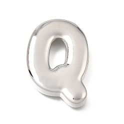 Letter Q Прелести латунных слайд, буквы, цвет нержавеющей стали, Буква Q, 28x20x5 мм, отверстие : 11x2 мм
