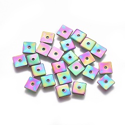 Rainbow Color Ионное покрытие (ip) 304 распорные втулки из нержавеющей стали, квадратный, Радуга цветов, 6x6x0.8 мм, отверстие : 1.2 мм