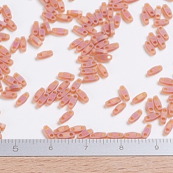 (QTL134FR) Matte Transparent Dark Topaz AB Миюки четверть бусины тила, японский бисер, 2-луночное, (qtl 134 fr) матовый прозрачный темный топаз, 5x1.2x1.9 мм, Отверстие : 0.8 мм , около 2400 шт / 50 г