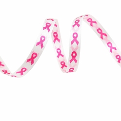 Deep Pink 4.5M Flat Santin Awareness Ribbon, Polyester Pink Ribbon, for Gift Wrapping, Party Decorations, Deep Pink, 3/8 inch(10mm), about 4.92 Yards(4.5m)/Roll