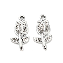 Платина Подвески из сплава кристаллов, со стразами, , платина, 23.5x12x3 мм, отверстие : 1.8 мм