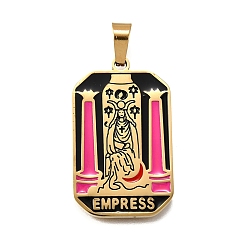 Goddess Таро 304 эмалевые подвески из нержавеющей стали, ионное покрытие (ip), реальный 18 k позолоченный, богиня, 32x19.5x2 мм, отверстие : 7x3.5 мм
