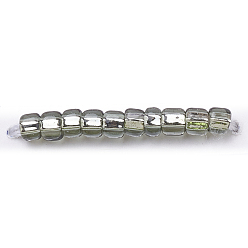 Light Grey 11/0 MGB Matsuno Glass Beads, Japanese Seed Beads, Transparent Silver Lined Seed Beads, Glass Square Hole Seed Beads, Light Grey, 2x1.5mm, Hole: 0.8x0.8mm, about 43000pcs/bag, 450g/bag