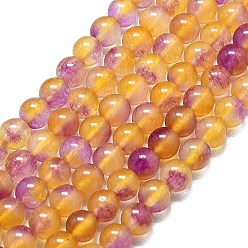 Средняя Орхидея Натуральный Malaysia нефритовые бусы пряди, окрашенная и подогревом, круглые, средне орхидеи, 6~6.5 мм, отверстие : 1 мм, около 60~62 шт / нитка, 14.96 дюйм (38 см)