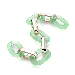 Green Handmade Figaro Chains, with Transparent Frosted Acrylic Linking Ring and CCB Plastic Linking Ring, Oval, Green, Link: 31x19x5mm, 6.5x12x29, about 39.37 inch(1m)/strand