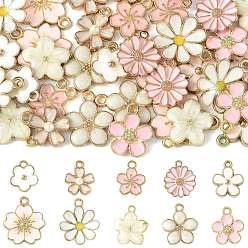 Pink 40 шт 10 стили подвески из сплава эмали, золотое и светлое золото, розовые, 13~20.5x11.5~17.5x1.5~4.5 мм, отверстие : 1.2~4.5 мм, 4 шт / стиль