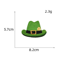Hat Компьютерная вышивка на ткани ко Дню святого Патрика, утюжить/пришивать заплатки, аппликация, шляпа, 57x82 мм
