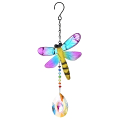 Темно-Голубой Стеклянные ловцы солнца, железные подвесные украшения в виде стрекозы для домашнего подвесного декора, глубокое синее небо, 345 мм