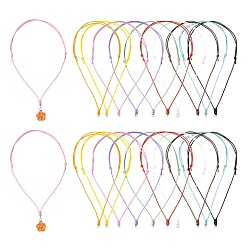 (52) Непрозрачная лаванда 30 шт 10 цвета регулируемый вощеный полиэстеровый шнур изготовление ожерелий, с 304 кольцами из нержавеющей стали, цвет нержавеющей стали, разноцветные, 13.58 дюйм (34.5 см), 3 шт / стиль