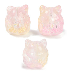 Бледно-Розовый Прозрачная аэрозольная краска стеклянные шарики, лиса, розовый жемчуг, 15x14x13.5 мм, отверстие : 1.2 мм