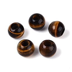 Tiger Eye Natural Tiger Eye European Beads, Smooth Round, Large Hole Beads, 12~12.5x10~11mm, Hole: 5mm