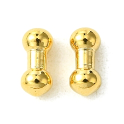 Real 18K Gold Plated 304 Stainless Steel Findings, Dumbbell, Real 18K Gold Plated, 6.5x3mm