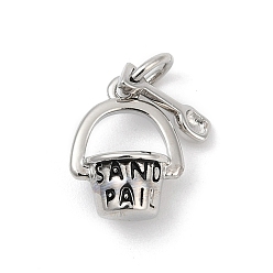 Платина Латунь эмаль прелести, с прыжковых колец, ведро для песка с подвесками в виде лопаты, стойки покрытие, без кадмия и без свинца, долговечный, платина, 11.5x9x6 мм, отверстие : 3.5 мм