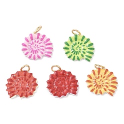 Другие Латунные подвески, с эмалью, с целью перехода в кольце, золотые, форма раковины, 19x20x2.5 мм, отверстие : 4 мм