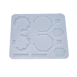 White Cuff Bangle & Pendant Silicone Molds, for UV Resin, Epoxy Resin Jewelry Making, Mixed Shapes, White, 135x122mm, Inner Diameter: 33~47x9~47mm