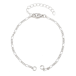 Platine Fabrication de bracelet en chaîne figaro en laiton, avec fermoir pince de homard, sans cadmium et sans plomb, crémaillère plaquage, platine, 6.69 pouce (17 cm), Trou: 3mm
