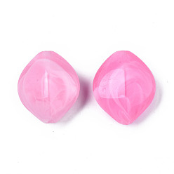 Бледно-Розовый Акриловые бусины, Стиль имитация драгоценных камней, ромб, розовый жемчуг, 29.5x24.5x14.5 мм, отверстие : 2 мм, Около 120 шт / 500 г